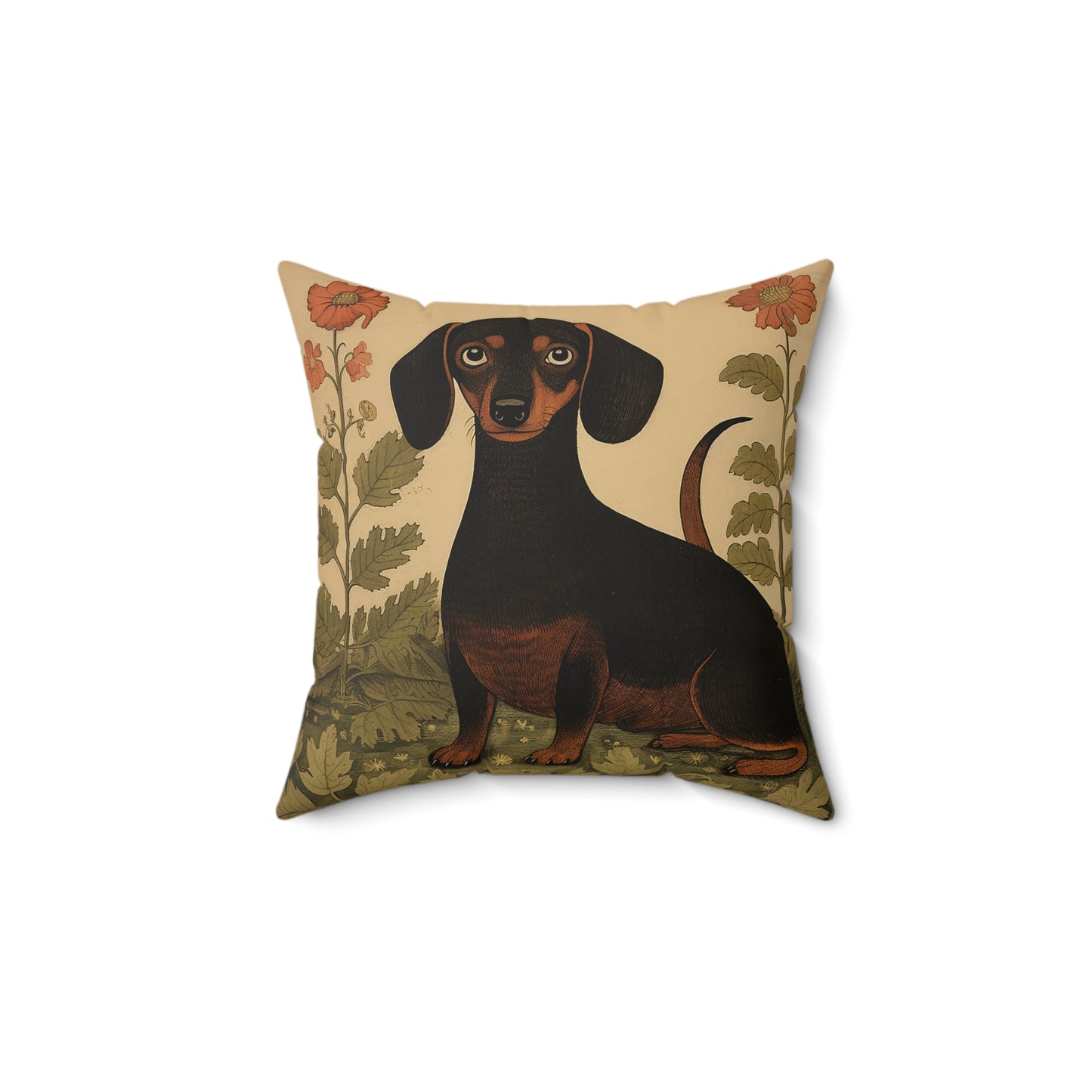 Dachshund Spun Polyester Square Pillow