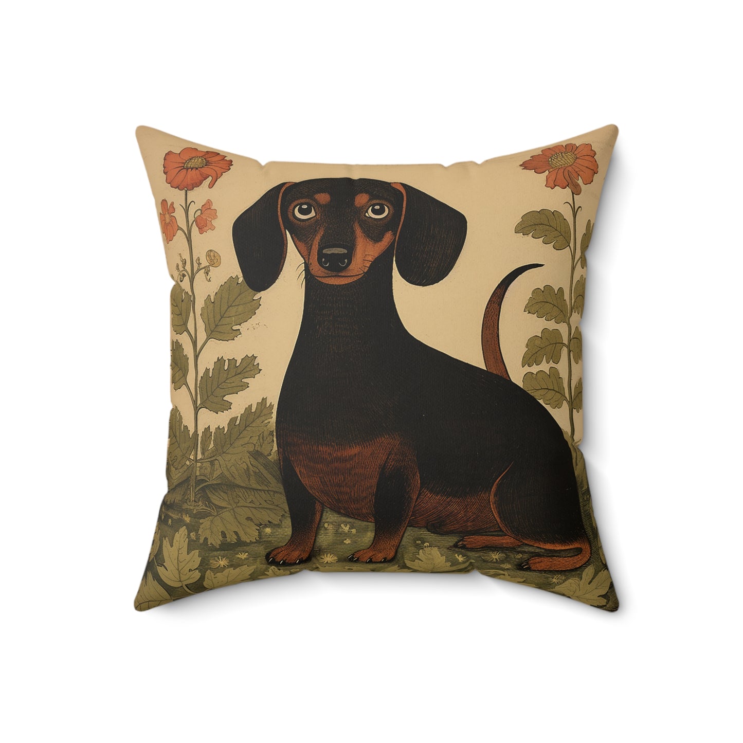 Dachshund Spun Polyester Square Pillow