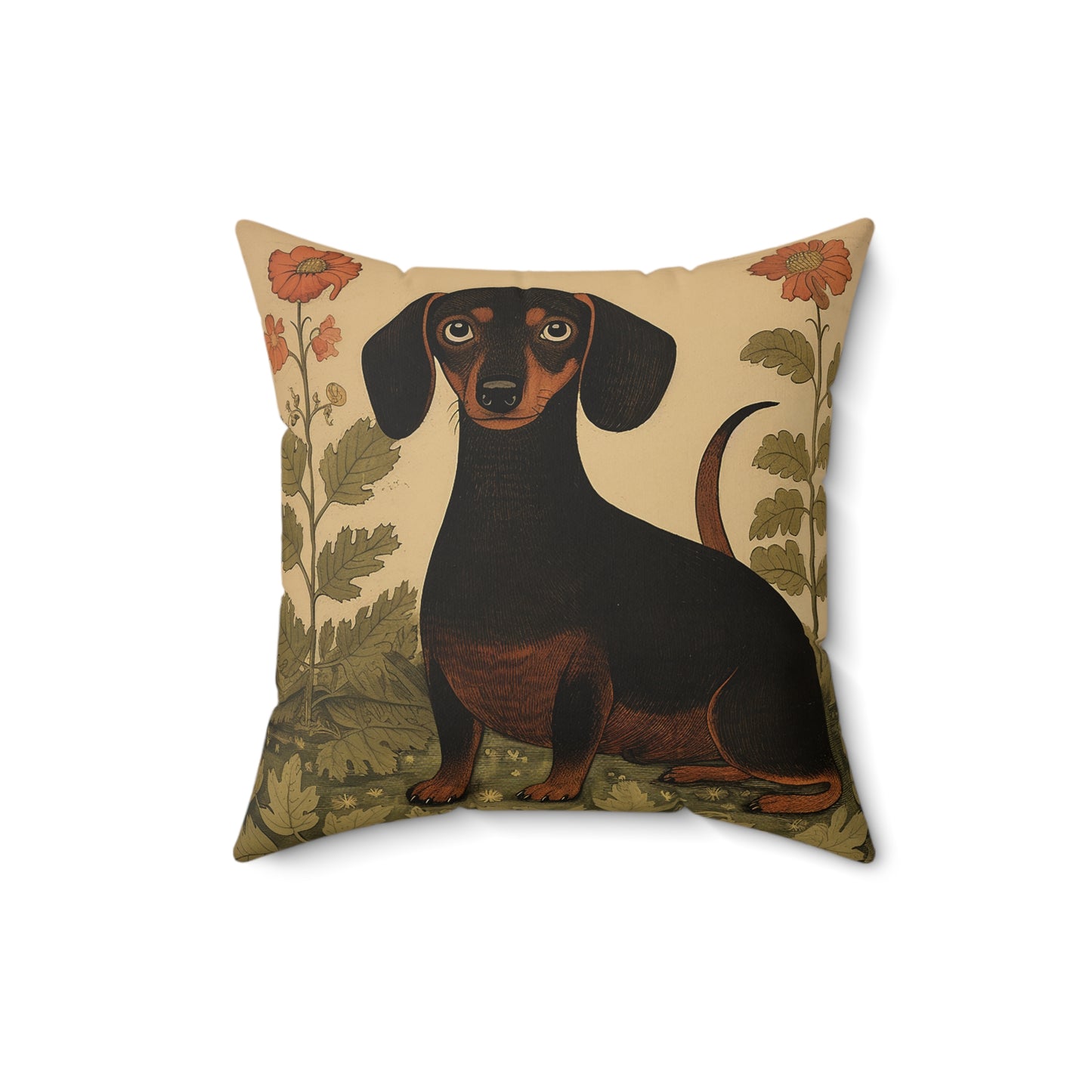 Dachshund Spun Polyester Square Pillow