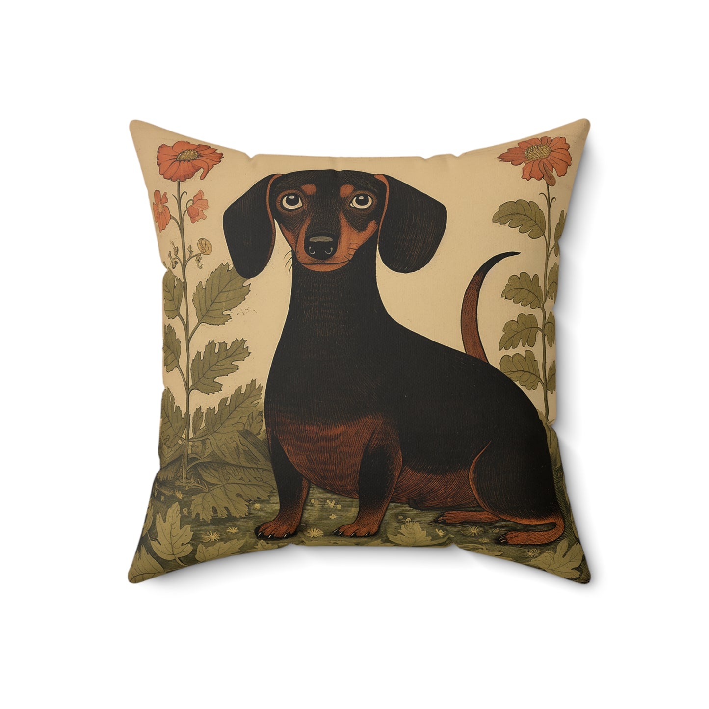 Dachshund Spun Polyester Square Pillow