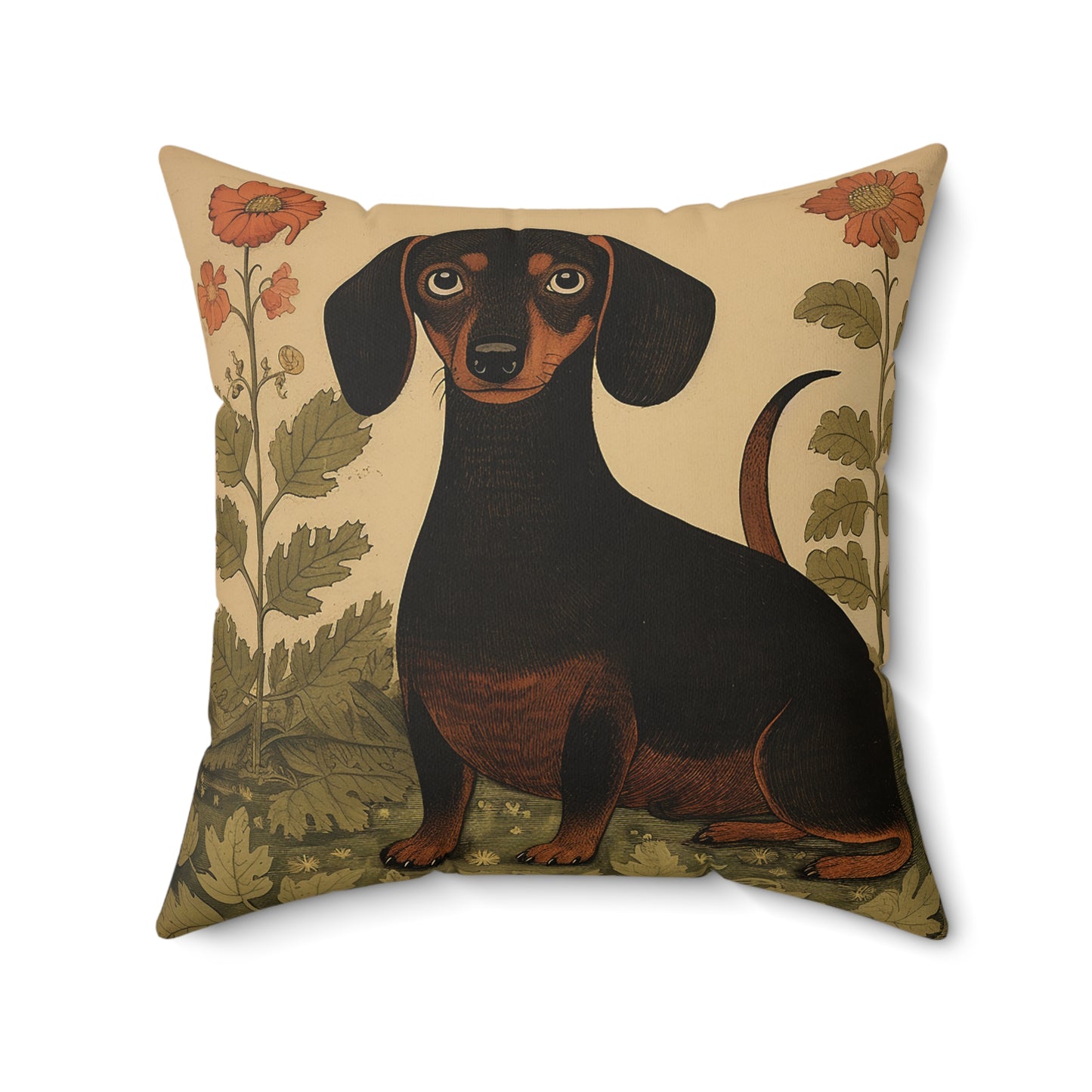 Dachshund Spun Polyester Square Pillow